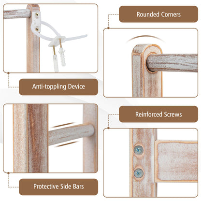 Freestanding Wood Towel Rack with 3 Individual Bars and Bottom Storage Shelf