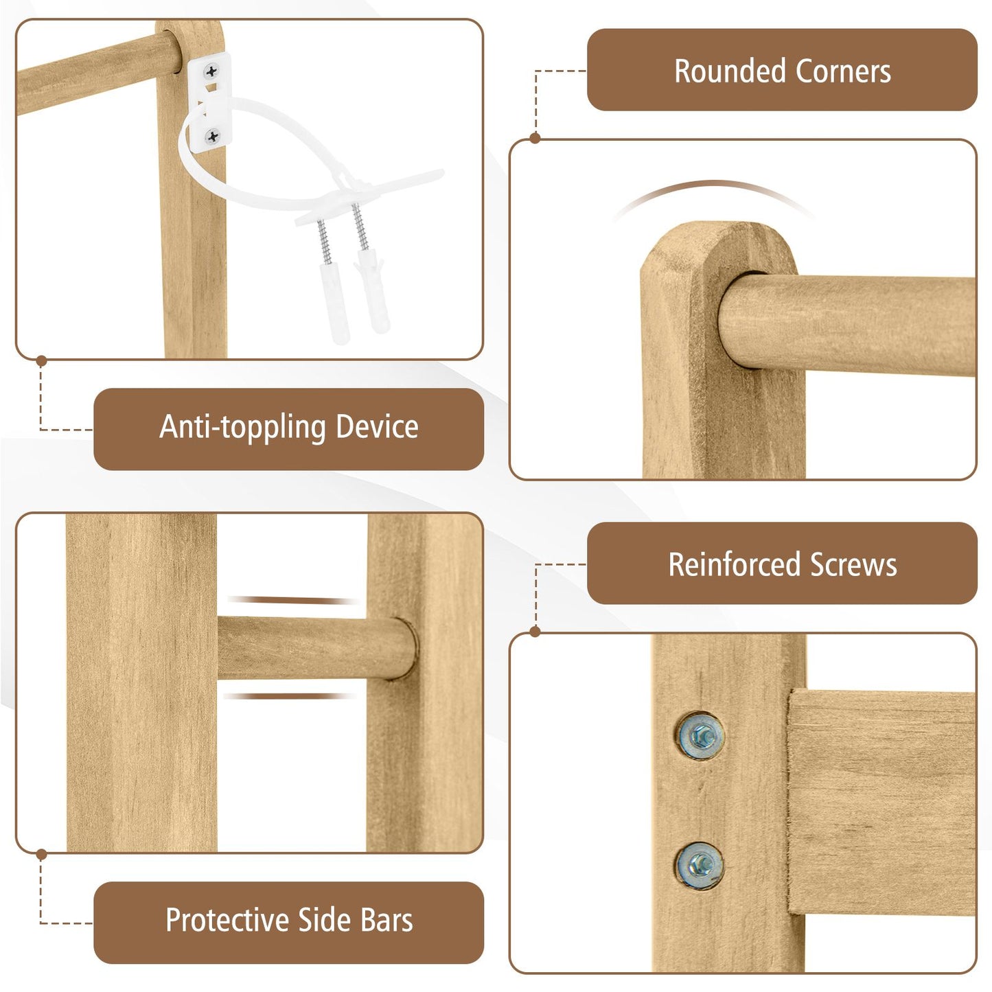 Freestanding Wood Towel Rack with 3 Individual Bars and Bottom Storage Shelf