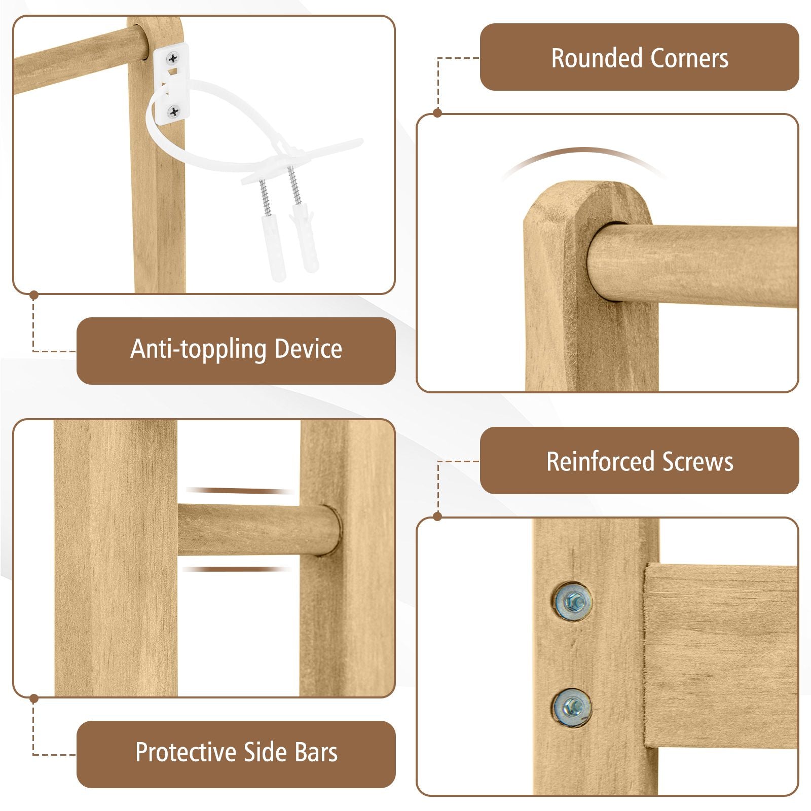 Freestanding Wood Towel Rack with 3 Individual Bars and Bottom Storage Shelf