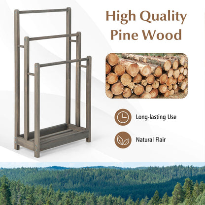 Freestanding Wood Towel Rack with 3 Individual Bars and Bottom Storage Shelf